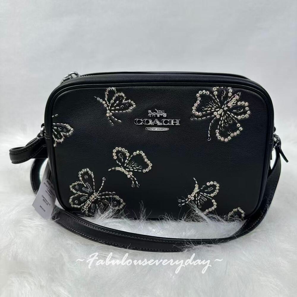 COACH Jamie Camera Bag Crossbody with Butterfly Print in Leather/Black CCK90 NWT